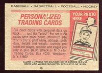 1980 Topps Baseball Rack Pack Header Card