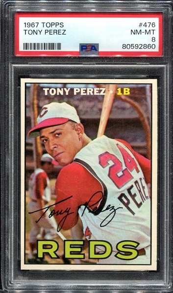 1967 Topps #476 Tony Perez PSA 8