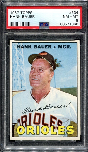 1967 Topps #534 Hank Bauer PSA 8