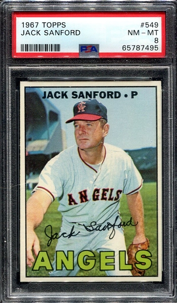 1967 Topps #549 Jack Sanford PSA 8