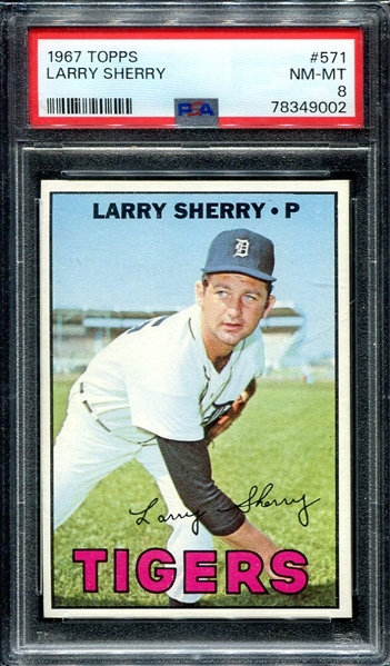 1967 Topps #571 Larry Sherry PSA 8