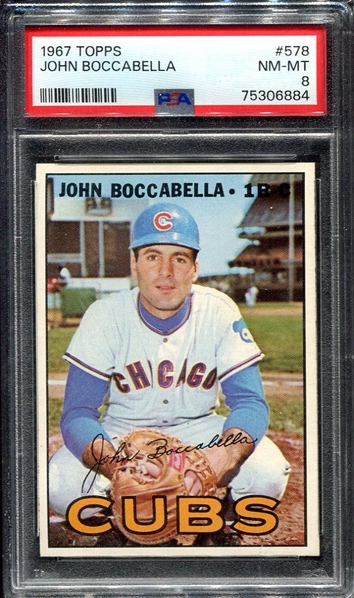 1967 Topps #578 John Boccabella PSA 8