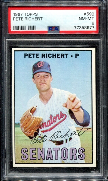 1967 Topps #590 Pete Richert PSA 8
