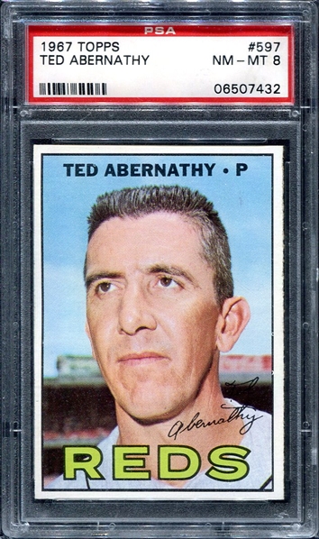 1967 Topps #597 Ted Abernathy PSA 8