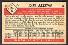 1953 Bowman Color #12 Carl Erskine