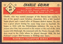 1953 Bowman Color #69 Charlie Grimm