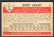 1953 Bowman Color #108 Bobby Adams