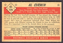 1953 Bowman Color #126 Al Corwin