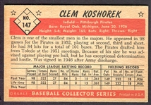 1953 Bowman Color #147 Clem Koshorek