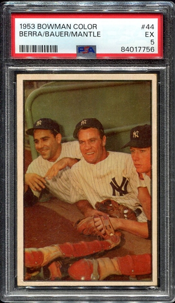 1953 Bowman Color #34 Berra/Bauer/Mantle PSA 5