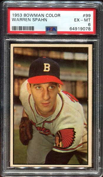 1953 Bowman Color #99 Warren Spahn PSA 6