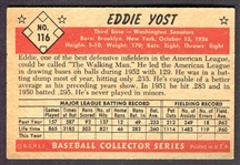 1953 Bowman Color #116 Eddie Yost