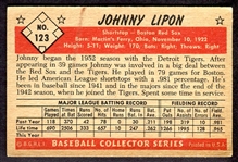 1953 Bowman Color #123 Johnny Lipon