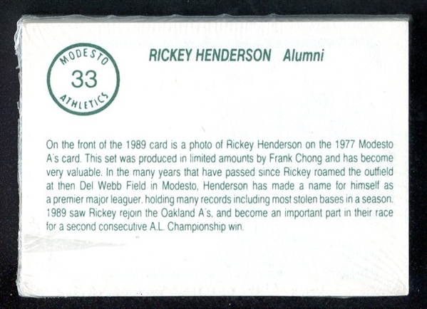 1989 Modesto Athletics Team Set w/Rickey Henderson
