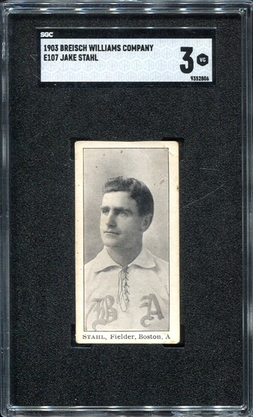 E107 Jake Stahl Boston SGC 3 Highest Graded