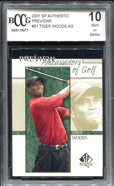 2001 SP Authentic Previews #51 Tiger Woods Beckett 10