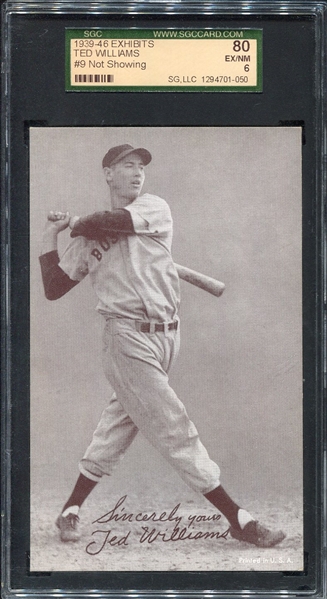 1939-46 Salutation Exhibits Ted Williams #9 Not Showing SGC 80