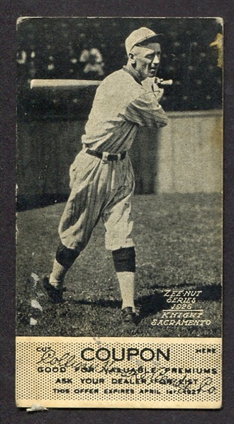 1926 Zeenut Knight Sacramento With Coupon