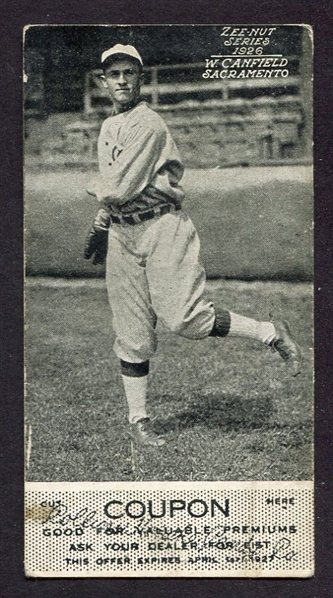 1926 Zeenut W. Canfield Sacramento With Coupon