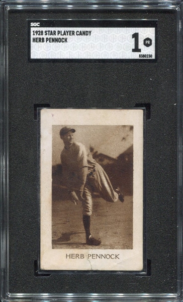 1928 Star Player Candy Herb Pennock SGC 1