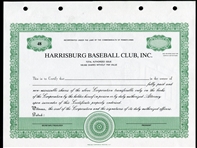 Harrisburg Baseball Club Stock Certificate