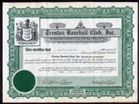 1943 Trenton Baseball Club Stock Certificate