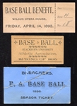 1890s Baseball Ticket Lot of 3 Different
