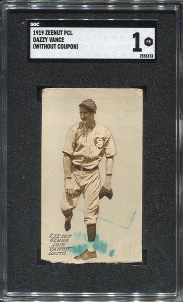 1919 Zeenut Dazzy Vance Rookie Card SGC 1