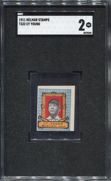 T332 Helmar Stamps Cy Young SGC 2