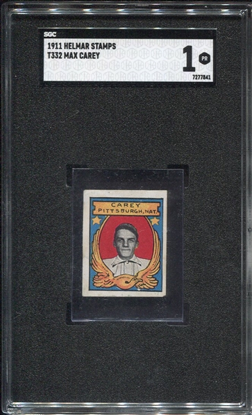 T332 Helmar Stamps Max Carey Rookie SGC 1