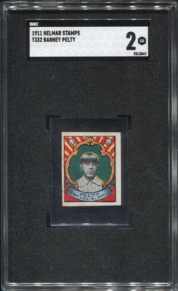 T332 Helmar Stamps Barney Pelty SGC 2