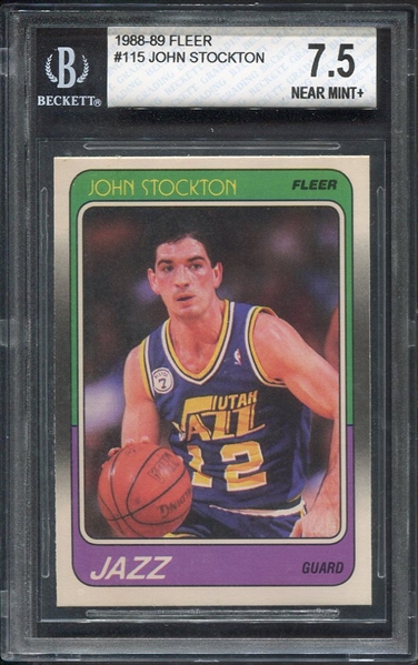 1988-89 Fleer #115 John Stockton Beckett 7.5