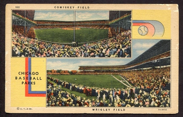 1940s-50s Chicago Baseball Parks Teich Postcard