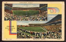1940s-50s Chicago Baseball Parks Teich Postcard