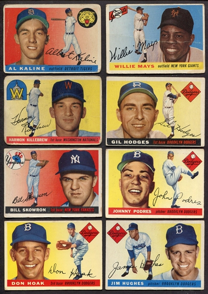 1955 Topps Partial Set of 162 Different w/HOFers & Stars