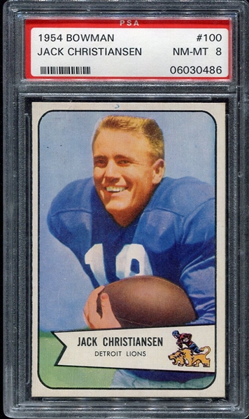 1954 Bowman #100 Jack Christiansen PSA 8
