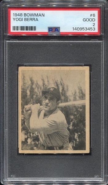 1948 Bowman #6 Yogi Berra Rookie PSA 2