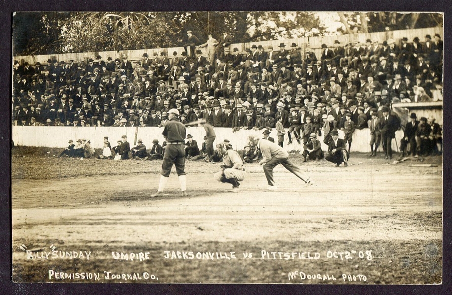 1908 RPPC Jacksonville vs. Pittsfield Ball Game Billy Sunday Umpiring